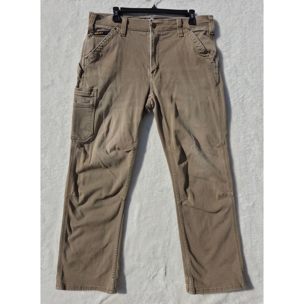 Ariat Mens Rebar M4 Relaxed Boot Dungaree 34x30 Field Khaki Twill Work Pants